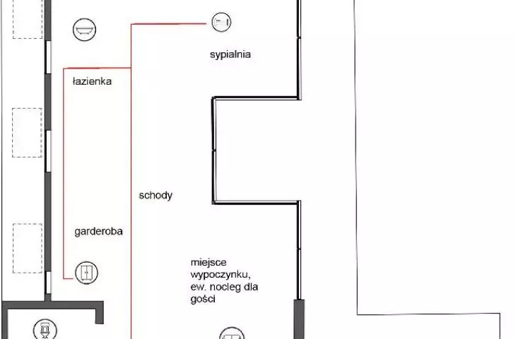 Ścieżka poruszania się na drugiej kondygnacji