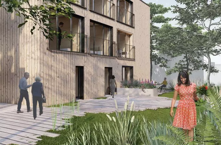 wooden facade brings you closer to nature and harmonizes with the surrounding buildings