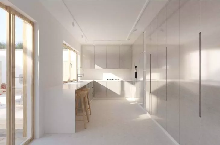 Ascetic interior with bright colors