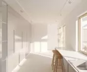 ascetyczne wnętrze o jasnych barwach
