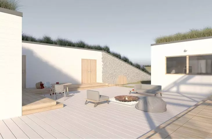 Atrium, which, thanks to its suitable location on the plot, will be enveloped by the southwestern sun all the time