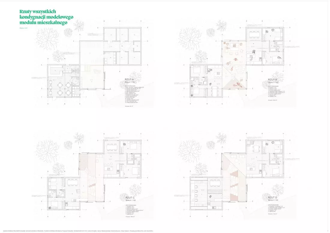 Projekt Co-living
California, rzuty wszystkich kondygnacji modelu mieszkaniowego