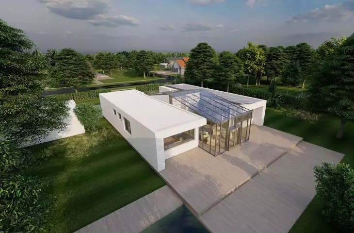 kubatura domu, jest zaprojektowana w taki sposób, żeby gromadzić jak największą ilość ciepła z promieni słonecznych