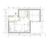 Prefabricated house, floor plan, option 1