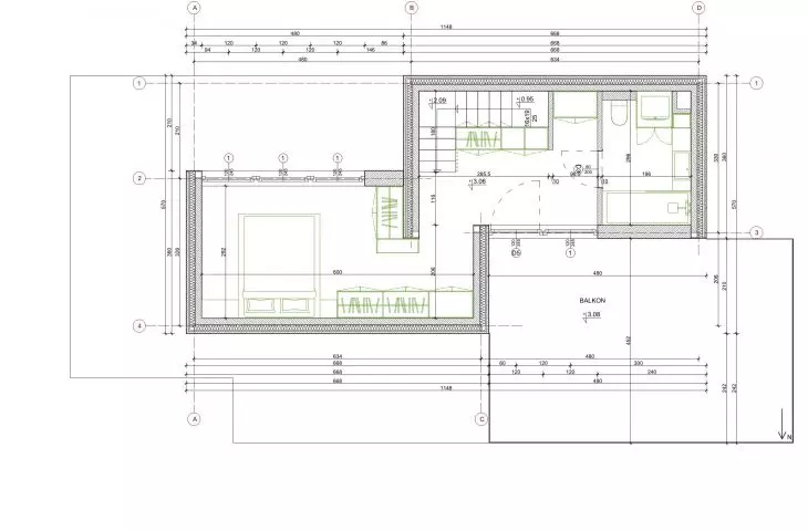 Prefabricated house, projection, option 3, floor
