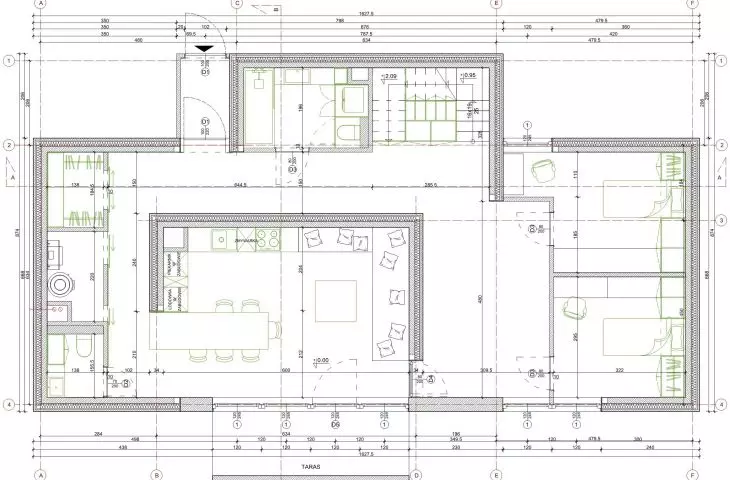 Dom prefabrykowany, rzut, opcja 6