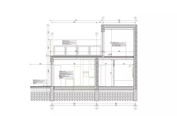 Prefabricated house, cross-section B-B