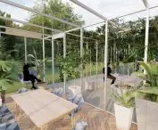 terrace with pergola and winter garden
