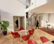 the interior of the building has been designed with a division into a living and a sleeping area