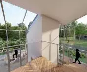 Glazed areas on the south and east sides