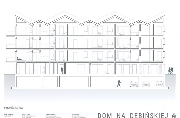 Dom na Dębińskiej, przekrój A-A