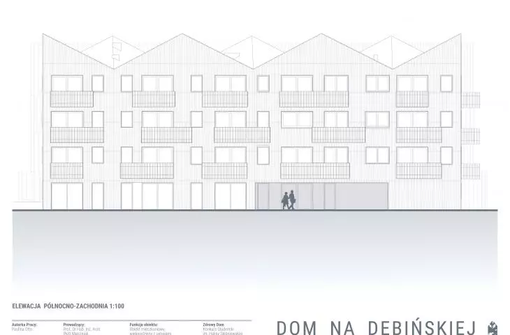 Dom na Dębińskiej, elewacja północno-zachodnia