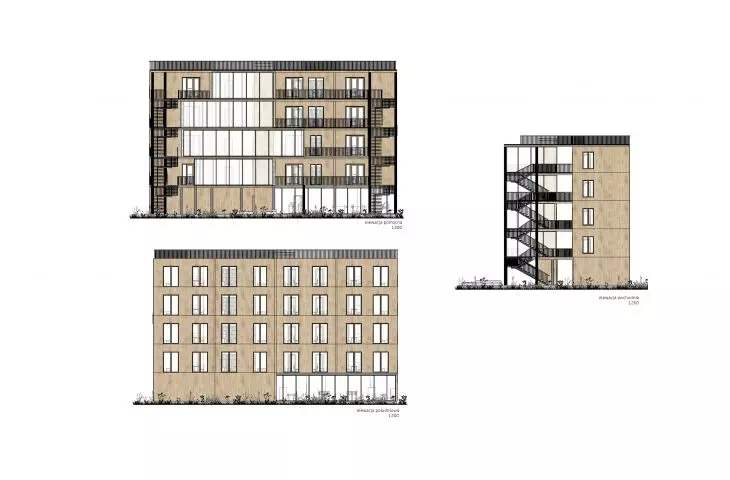 Projekt zdrowego domu wielorodzinnego, elewacje