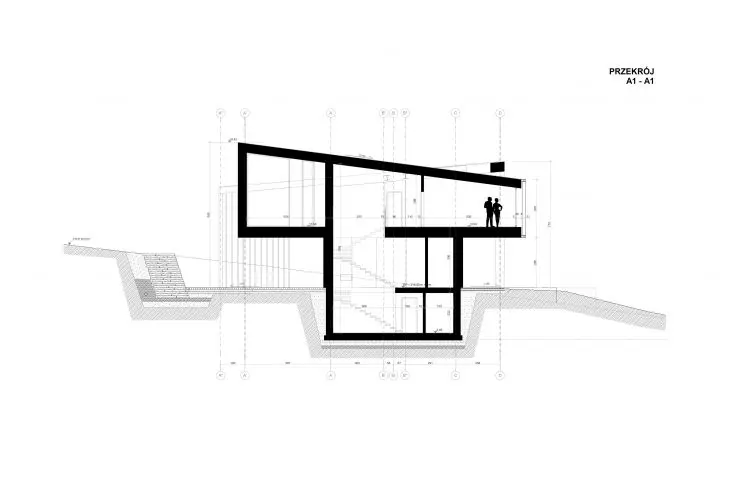 House on a slope, cross-section A-A
