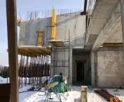 House on a slope under construction