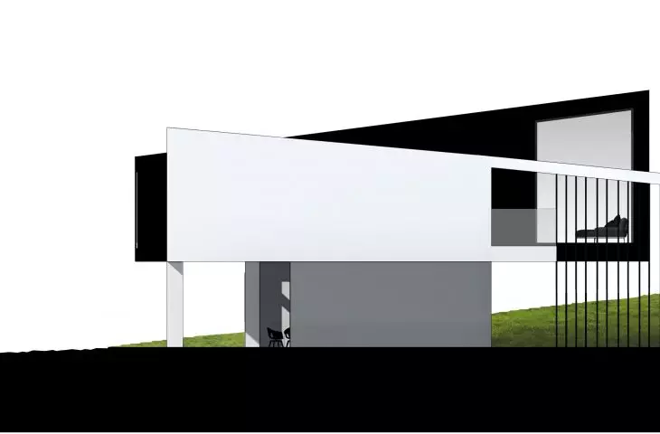 House on a slope, west elevation