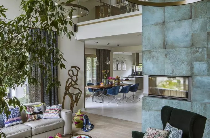 Living room overlooking dining room