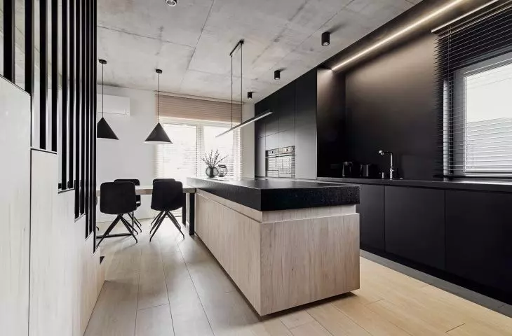 BAR_21 interior, kitchen space with kitchen island