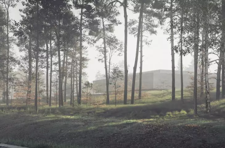 Treblinka museum surrounded by forest