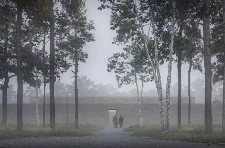 Treblinka museum surrounded by forest