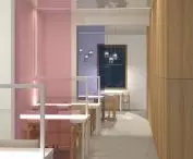 Transparent partitions arrange reading room space