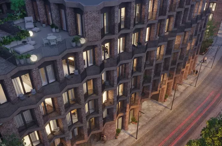 Visualization of the building at Bernardyńska Street - bird's eye view