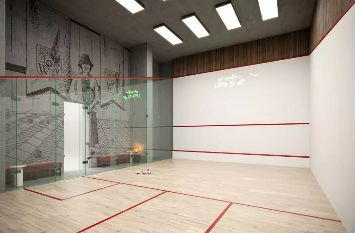 Visualization of the building on Bernardinska Street - squash court