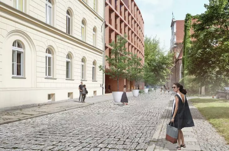 Visualization of the building on Bernardyńska Street - view from the street side