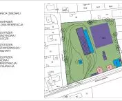 Mapa projektowanego obszaru wraz z podziałem na strefy i nowymi funkcjami