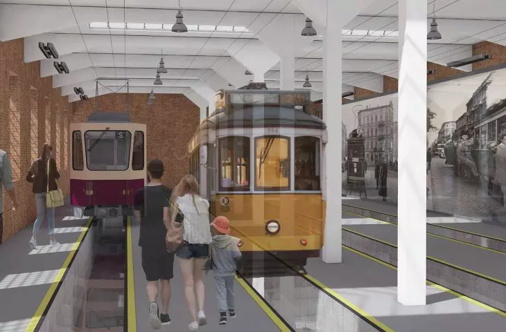 Wnętrze hali tramwajowej