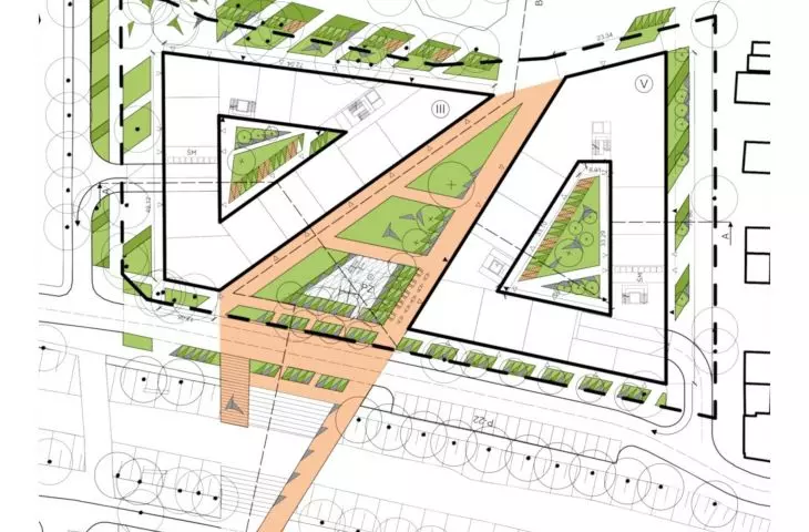 Design of residential and commercial building complex, site plan