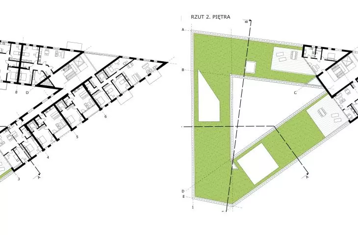 Design of residential and commercial building complex, 1st and 2nd floor plan