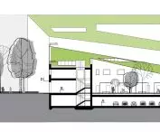 Design of residential and commercial building complex, cross-section B-B