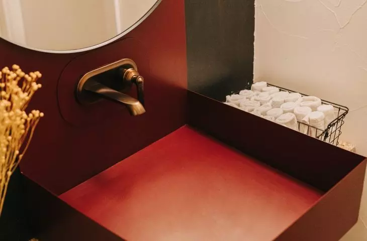 The washbasin is made of steel