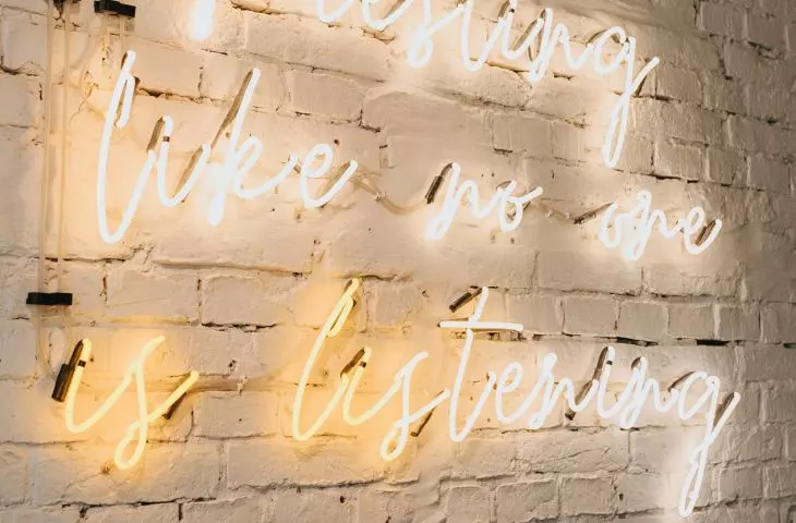 Bistro Grono in Poznan, neon sign on the wall