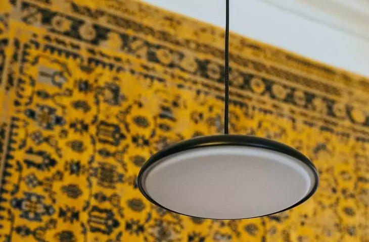 Bistro Grono in Poznan, yellow carpet on the wall