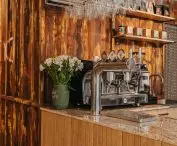 Bistro Grono in Poznan, a bar with warm colors