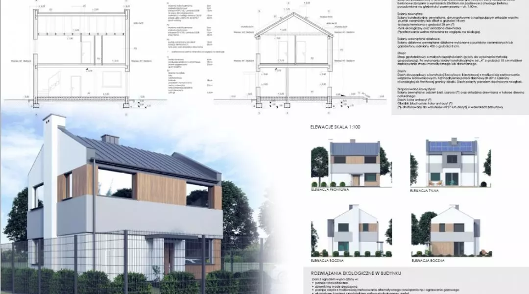 Projekt domu do 70 mkw, proj.: LAU ARCHITEKTURA KONSTRUKCJE Biuro Projektów i Obsługi Inwestycji