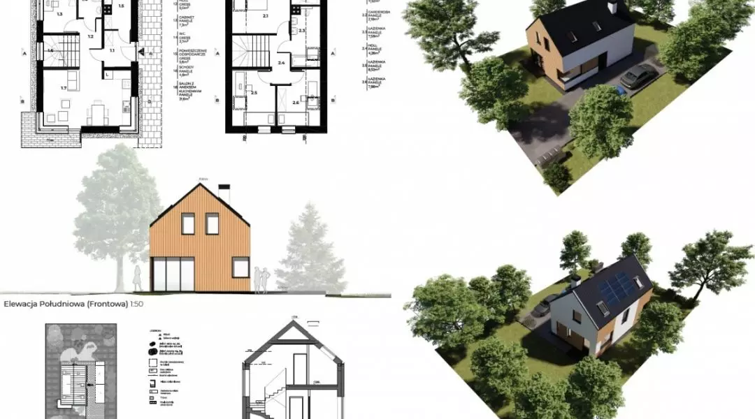Projekt domu do 70 mkw, proj.: Bartosz Hodurek BH Studio