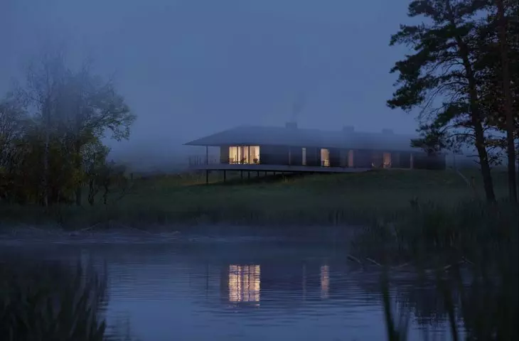 Surrounded by forests and ponds, the architects designed a house to bring residents closer to the surrounding nature
