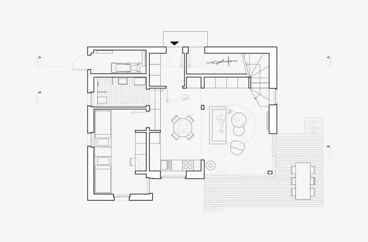 House overlooking the pasture, first floor plan