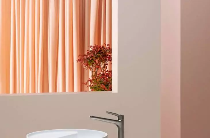 Beam - design by Visibility Umywalka nablatowa z Cristalplant Biobased + konsola z litego Irena jesionowego