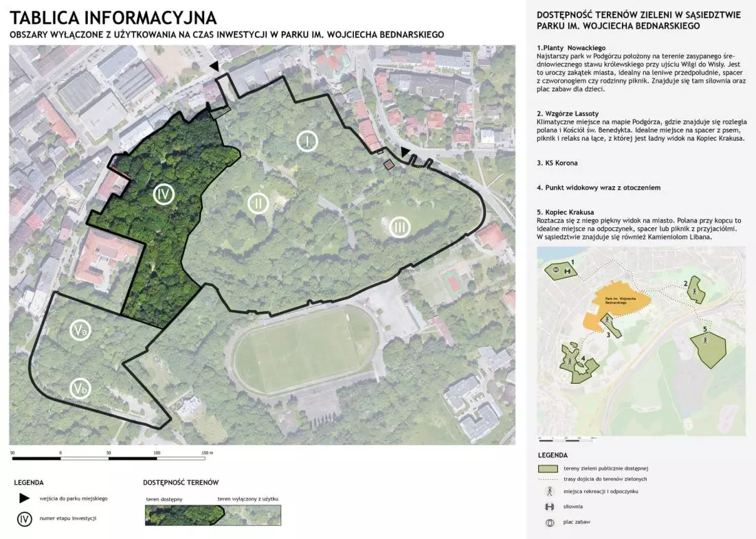 park zostanie podzielone na części, które będą zamknięte i otwarte w trakcie prac