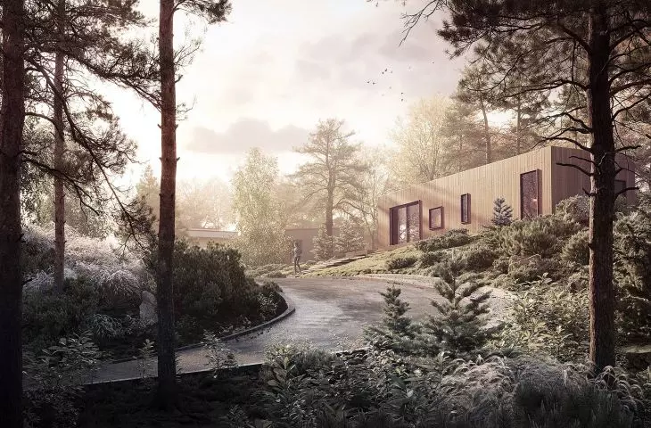 Modular house design, flat roof variant