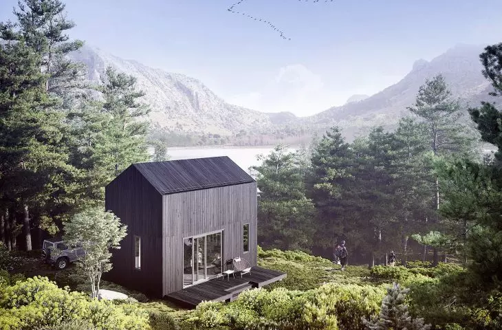 Modular house project, variant 27 with gable roof