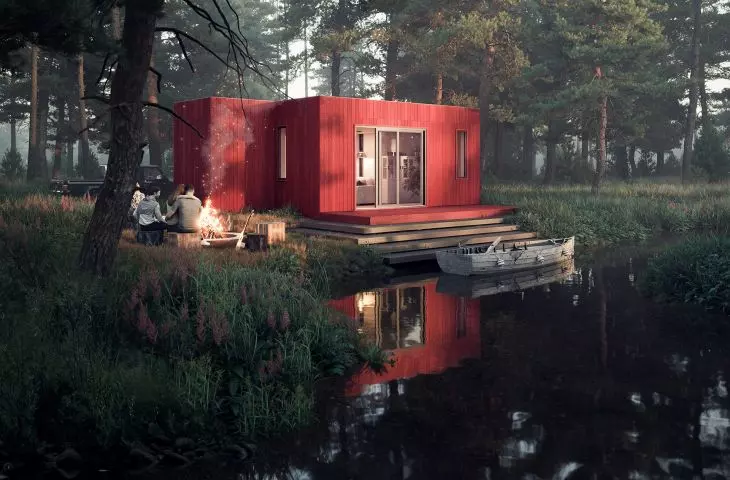 Modular houses proposed by BXB studio have different colors