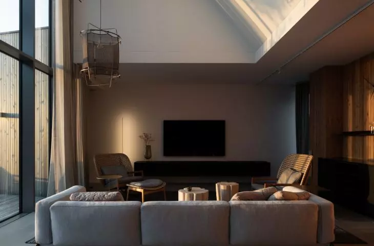 Taras z domem nad jeziorem - proj. UGO Architecture