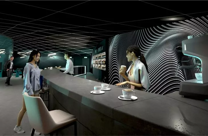 Projekt Nucleus — beauty of science, kafeteria na antresoli