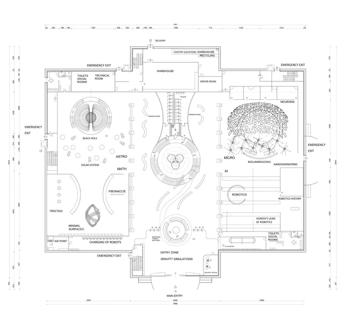 Projekt Nucleus — beauty of science, rzut parteru