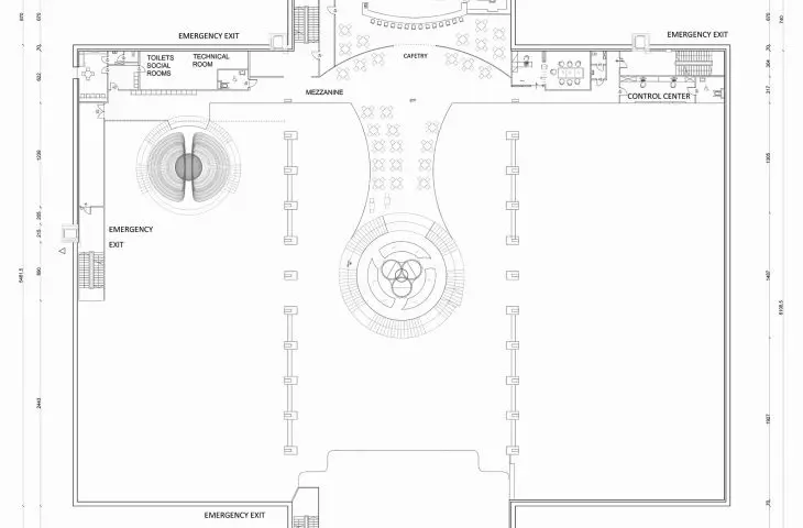 Projekt Nucleus — beauty of science, rzut antresoli